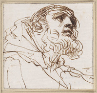 H 051
<br/>
Monnikskop, opziend naar rechts
<br/>
<em>Guercino (1591-1666)</em>